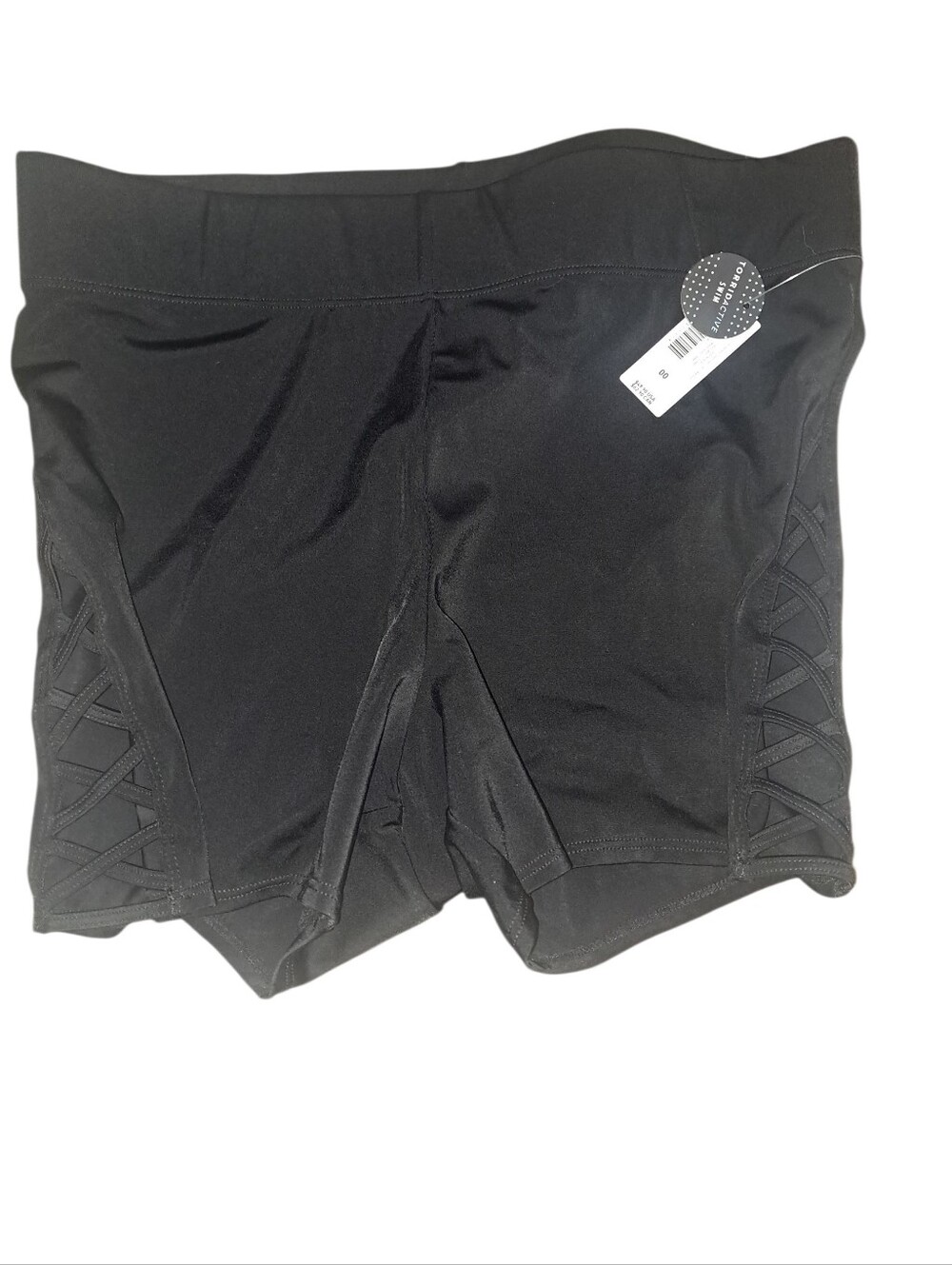 #175 Torrid 00 High Rise Strappy Side Swim Shorts.